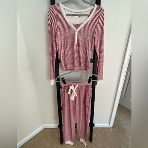 Abercrombie and Fitch red and white striped pajama set